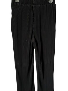 Better Be Black Pleated Wide Leg Pants Palazzo Sheer Overlay Party Pants Large